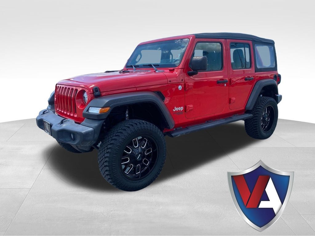 2020 Jeep Wrangler Unlimited Sport 4x4 in Firecracker Red Clearcoat — front three-quarter view
