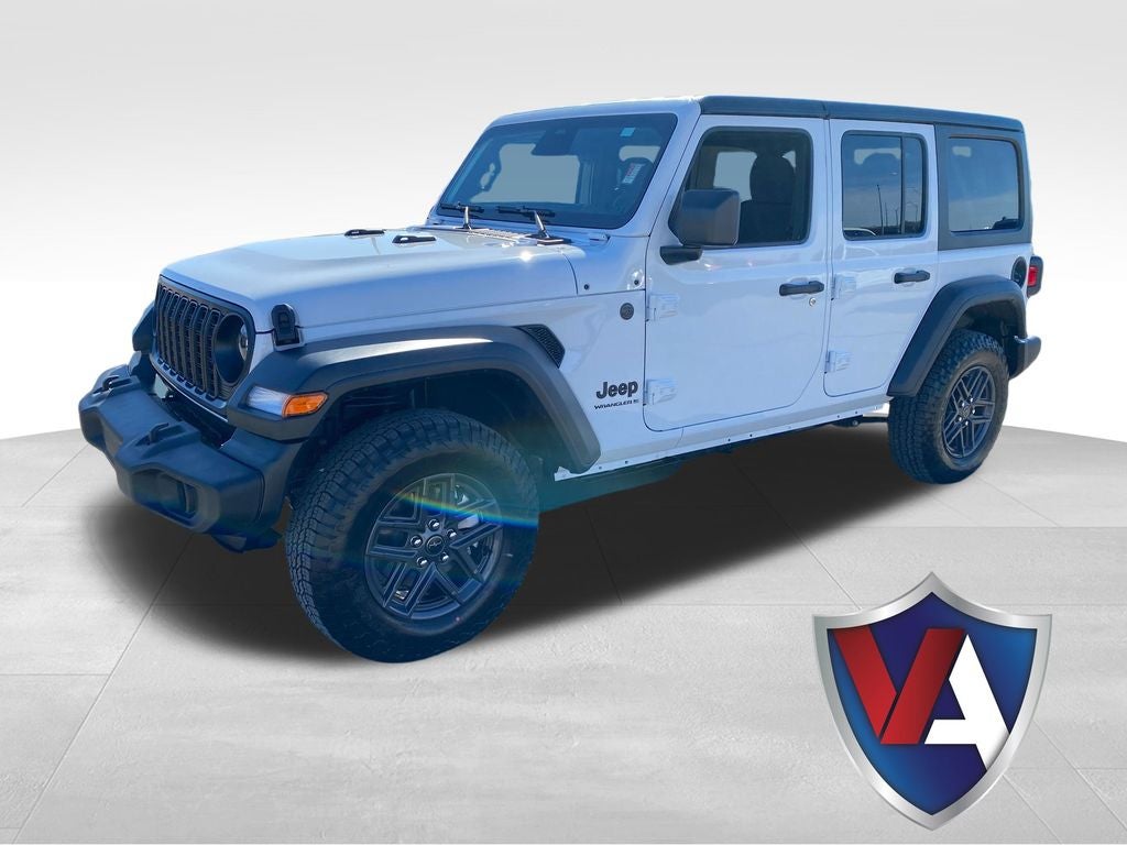 2026 Jeep Wrangler WRANGLER 4-DOOR SPORT S in Bright White Clear-Coat Exterior Paint — front three-quarter view
