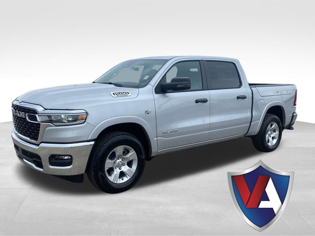 2026 RAM Ram 1500 RAM 1500 BIG HORN CREW CAB 4X4 5'7' BOX in Silver Zynith Exterior Paint — front three-quarter view