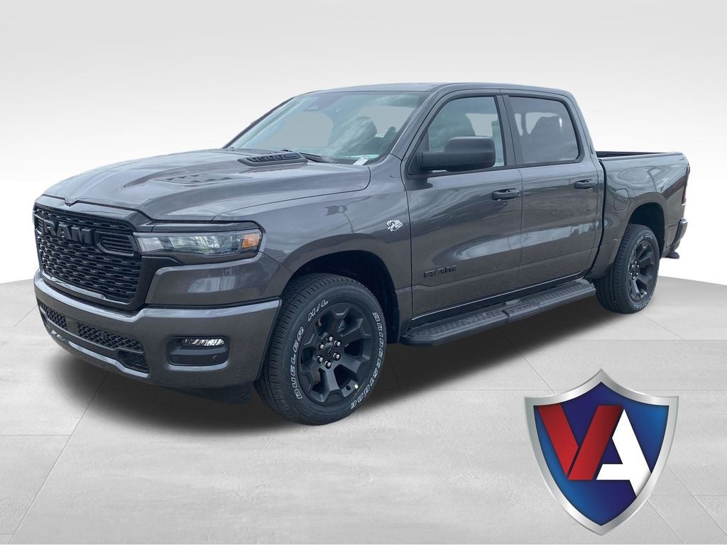 2026 RAM Ram 1500 RAM 1500 EXPRESS CREW CAB 4X4 5'7' BOX in Granite Crystal Metallic Clear-Coat Exterior Paint — front three-quarter view