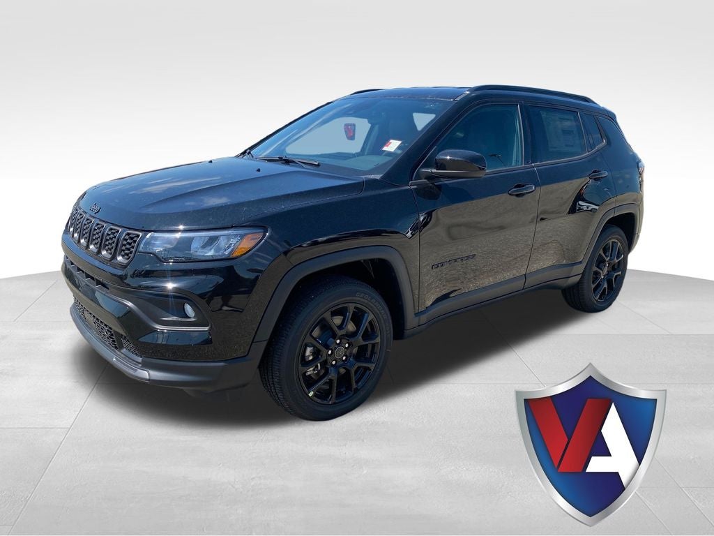 2026 Jeep Compass COMPASS LATITUDE ALTITUDE 4X4 in Diamond Black Crystal Pearl-Coat Exterior Paint — front three-quarter view