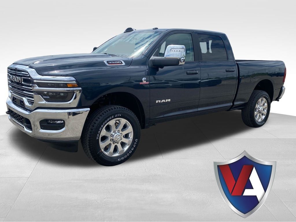 2026 RAM Ram 3500 RAM 3500 LARAMIE CREW CAB 4X4 6'4' BOX in Forged Blue Metallic Exterior Paint — front three-quarter view