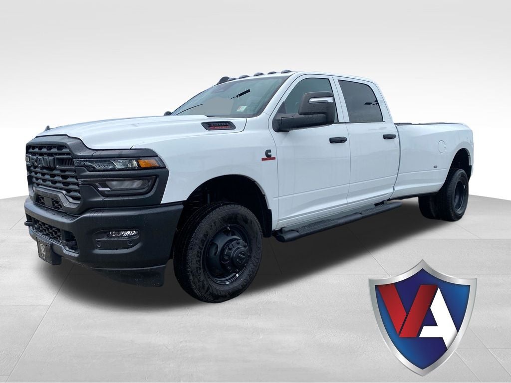 2026 RAM Ram 3500 RAM 3500 TRADESMAN CREW CAB 4X4 8' BOX in Bright White Clear-Coat Exterior Paint — front three-quarter view