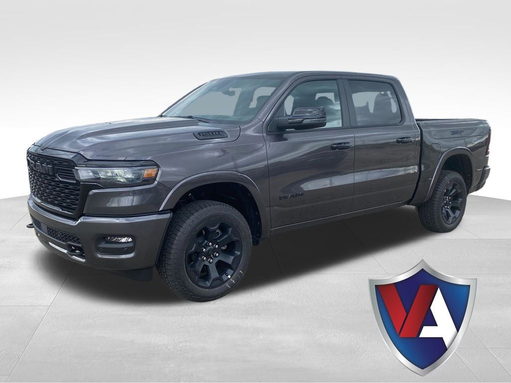 2026 RAM Ram 1500 RAM 1500 BIG HORN CREW CAB 4X4 5'7' BOX in Granite Crystal Metallic Clear-Coat Exterior Paint — front three-quarter view
